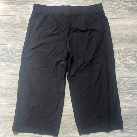 Eileen Fisher Black Cropped Wide Leg Pull On Elastic Waist Viscose Pants Size L - Picture 8 of 8